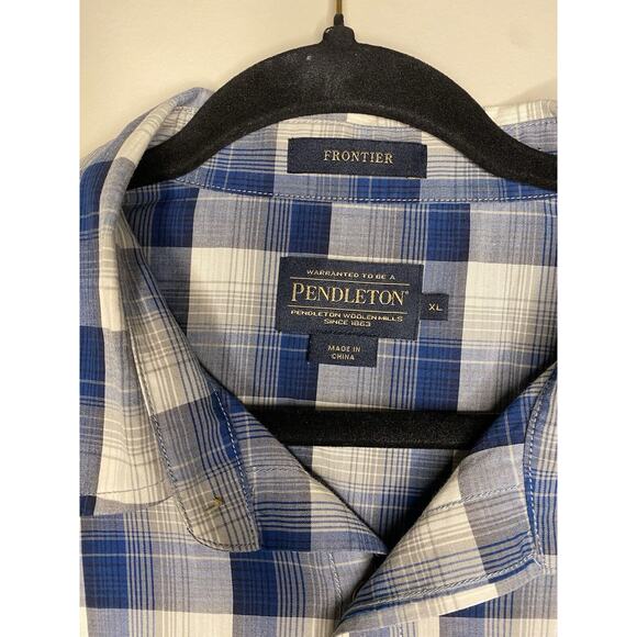 Pendleton PEARL SNAP Men XL Short Sleeve Blue Plaid Button Up Down Shirt - Picture 4 of 4